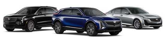 Three luxury cars are displayed: a black SUV, a blue SUV, and a silver sedan. Each car features sleek designs and shiny finishes.