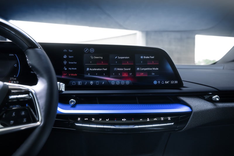 The 2026 OPTIQ-V Display Screen Displaying the V-Mode Settings | Turan Foley Cadillac in Gulfport MS